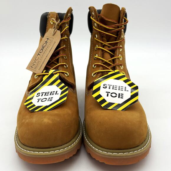 NYC Tough Boots Co Mens 10.5 Steel Toe Brown Leather Work Safety Waterproof NWT main image 9